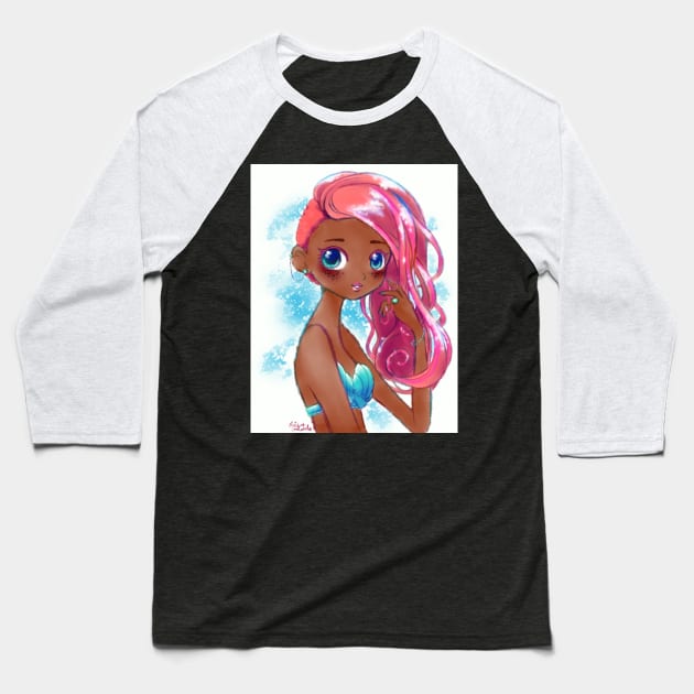 Cute Kawaii Mermaid Treasure L.O.L. Surprise Doll Shoujo Anime Fan Art Baseball T-Shirt by BonBonBunny